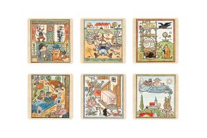 Drevená podložka pod pohár Veselé podložky, 6 ks – Josef Lada ©