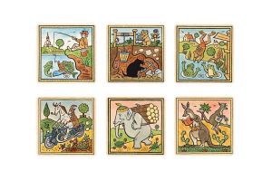 Drevená podložka pod pohár Zvieratá, 6 ks – Josef Lada ©