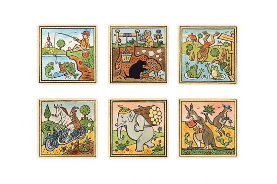 Drevená podložka pod pohár Zvieratá, 6 ks – Josef Lada ©