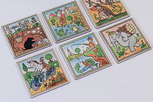 Drevená podložka pod pohár Zvieratá, 6 ks – Josef Lada ©