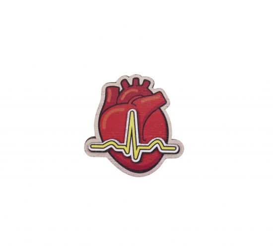 Drevená brošňa EKG Brooch