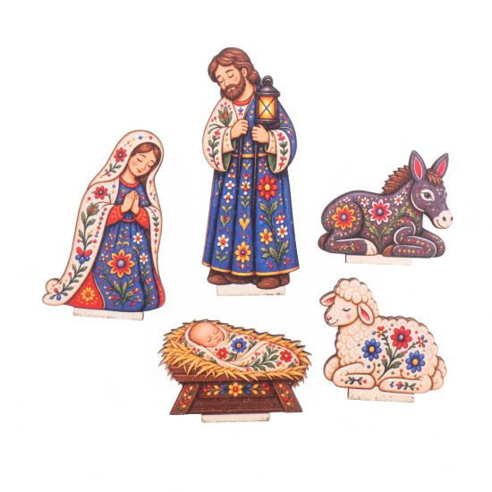 Folk betlehem – súprava figúrok na drevený modulárny svietnik Folk betlehem – súprava figúrok na drevený modulárny svietnik